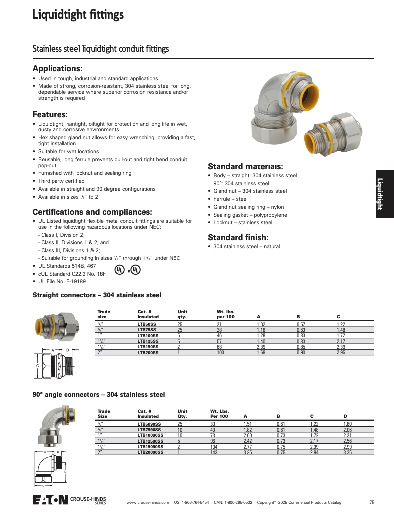 LTB125SS FLEXIBLE cUL認(rèn)證液密接頭